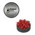 Small Black Snap-Top Mint Tin Filled w/ Cinnamon Red Hots